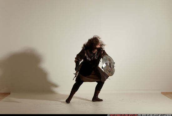 Man Adult Chubby White Fighting with sword Moving poses Army