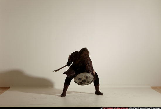 Man Adult Chubby White Fighting with sword Moving poses Army