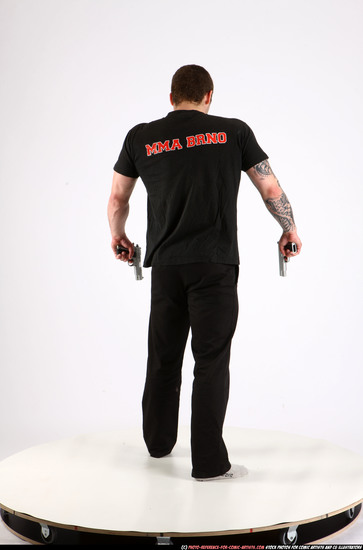 Man Adult Athletic White Fighting with gun Standing poses Casual