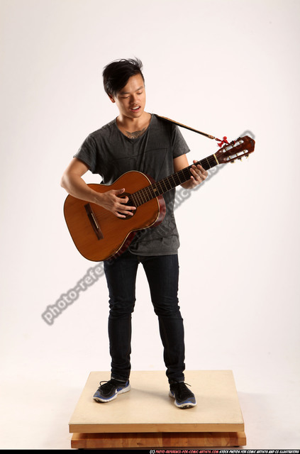 Singer with acoustic guitar poses - Stock Illustration [63828072] - PIXTA