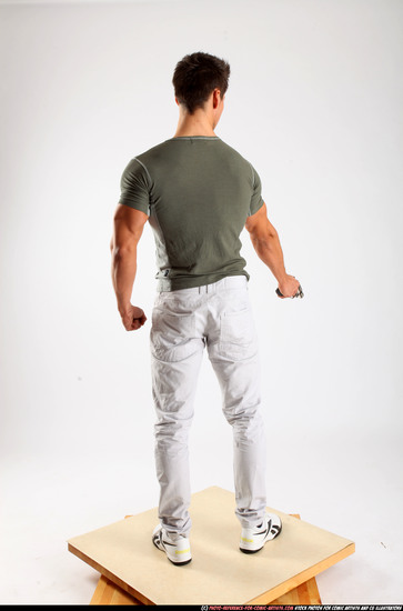 Man Adult Athletic White Fighting with gun Standing poses Casual