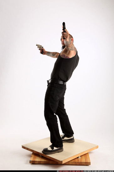 Man Adult Athletic White Fighting with gun Standing poses Casual