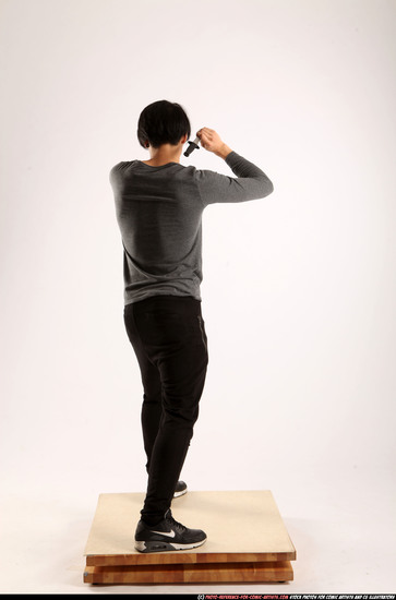 Man Young Athletic Fighting with knife Standing poses Casual Asian