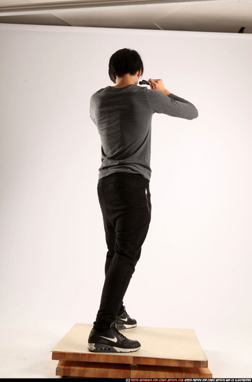 Man Young Athletic Fighting with knife Standing poses Casual Asian