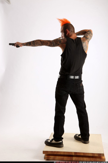 Man Adult Athletic White Fighting with gun Standing poses Casual