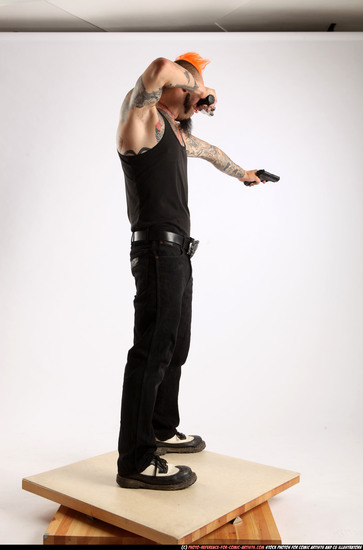 Man Adult Athletic White Fighting with gun Standing poses Casual