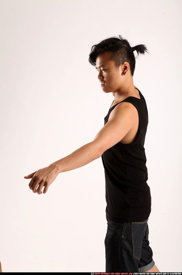 Man Young Athletic Fighting with knife Standing poses Casual Asian