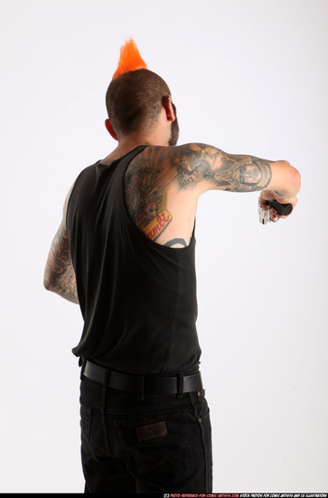 Man Adult Athletic White Fighting with gun Standing poses Casual