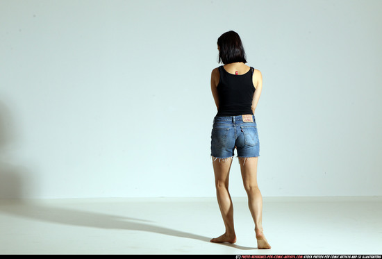 Woman Young Athletic White Fighting with gun Moving poses Casual