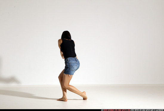 Woman Young Athletic White Fighting with gun Moving poses Casual