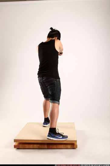 Man Young Athletic Fighting with sword Standing poses Casual Asian