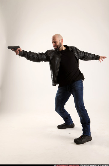 Man Adult Athletic White Fighting with gun Moving poses Casual