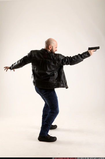 Man Adult Athletic White Fighting with gun Moving poses Casual