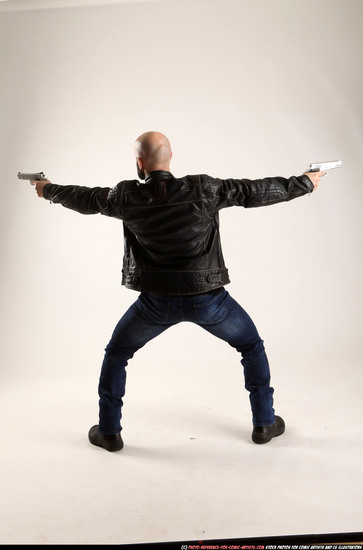 Man Adult Athletic White Fighting with gun Standing poses Casual