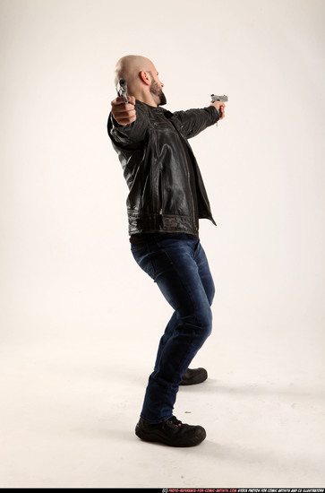 Man Adult Athletic White Fighting with gun Standing poses Casual