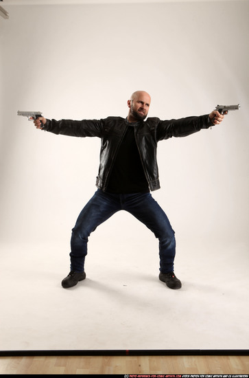 Man Adult Athletic White Fighting with gun Standing poses Casual