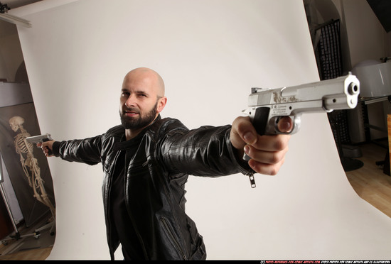 Man Adult Athletic White Fighting with gun Standing poses Casual