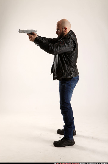 Man Adult Athletic White Fighting with gun Standing poses Casual