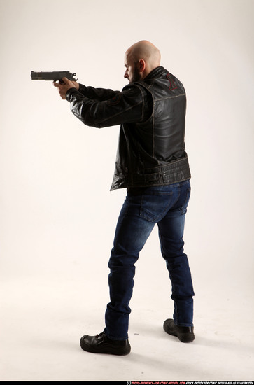 Man Adult Athletic White Fighting with gun Standing poses Casual