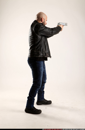 Man Adult Athletic White Fighting with gun Standing poses Casual