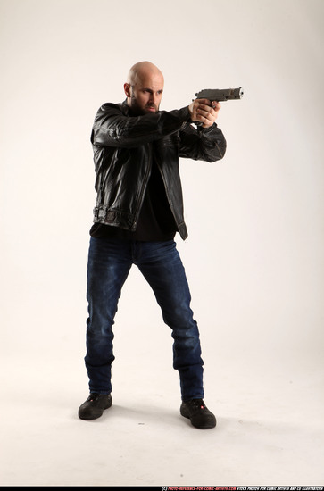 Man Adult Athletic White Fighting with gun Standing poses Casual