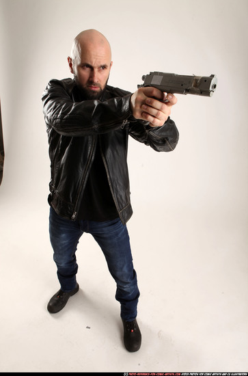 Man Adult Athletic White Fighting with gun Standing poses Casual