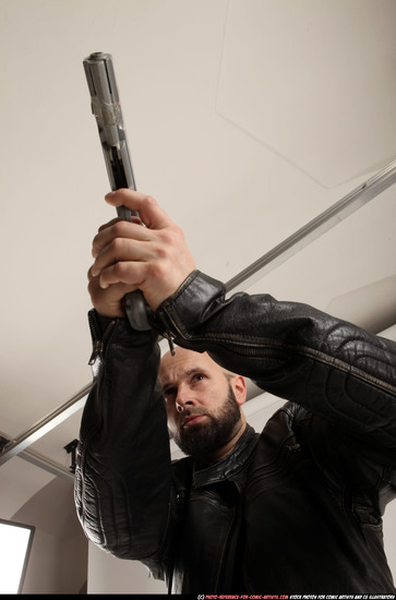 Man Adult Athletic White Fighting with gun Standing poses Casual