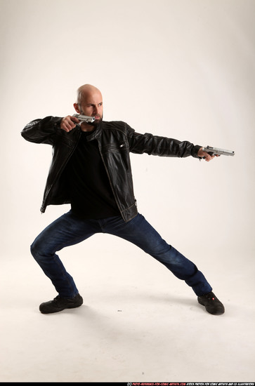 Man Adult Athletic White Fighting with gun Standing poses Casual