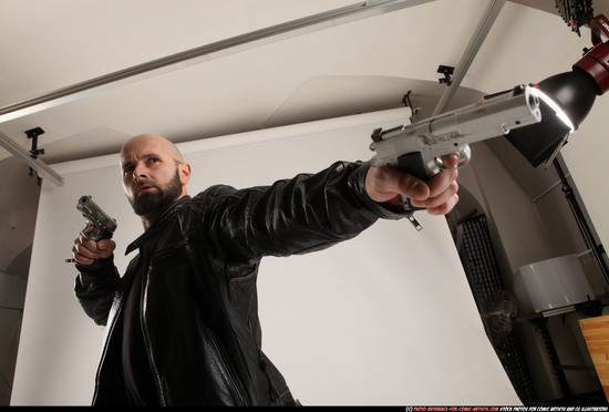 Man Adult Athletic White Fighting with gun Standing poses Casual