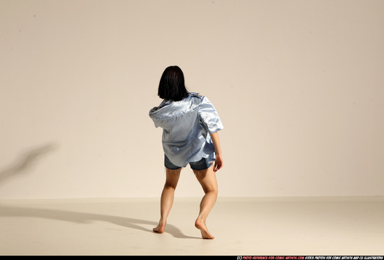 Woman Young Athletic White Fighting with gun Moving poses Casual