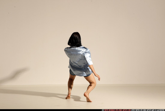 Woman Young Athletic White Fighting with gun Moving poses Casual