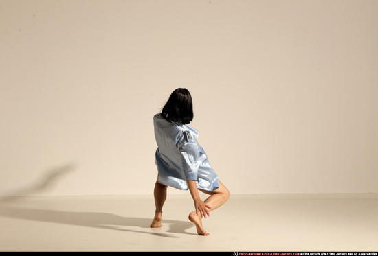 Woman Young Athletic White Fighting with gun Moving poses Casual