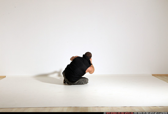 Man Adult Athletic White Fighting with gun Moving poses Army