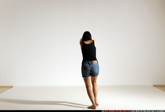 Woman Young Athletic White Fighting with gun Moving poses Casual