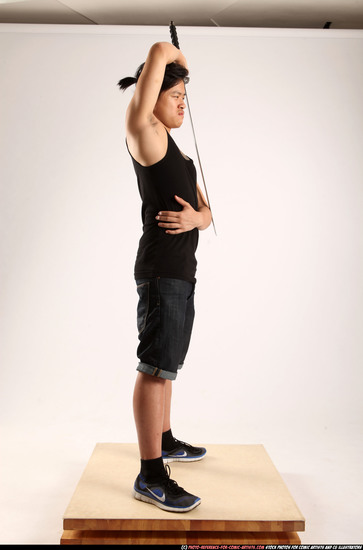 Man Young Athletic Fighting with sword Standing poses Casual Asian