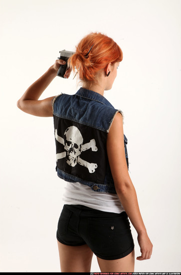 Woman Adult Athletic White Fighting with gun Standing poses Casual