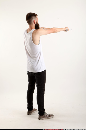 Man Adult Athletic White Fighting with gun Standing poses Casual