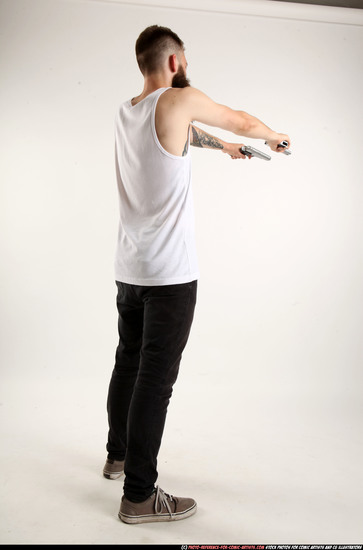 Man Adult Athletic White Fighting with gun Standing poses Casual