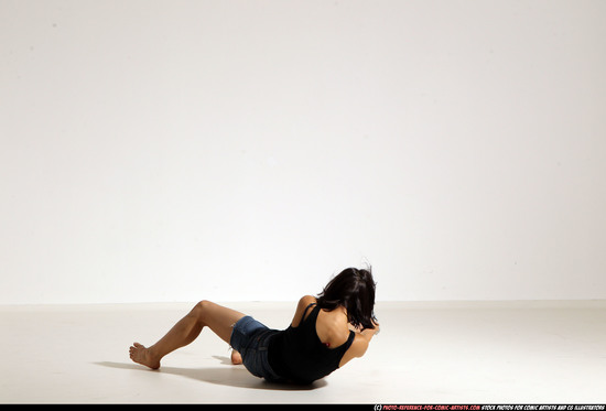 Woman Young Athletic White Fighting with gun Moving poses Casual