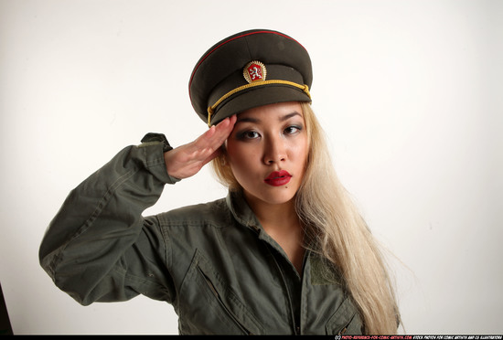 Woman Young Average Neutral Standing poses Army Asian