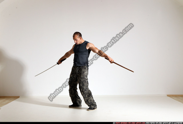 Fighting with swords stock photo. Image of martial, fitness - 62569098 |  Pose reference photo, Action pose reference, Male pose reference