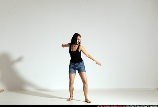 Woman Young Athletic White Martial art Moving poses Casual