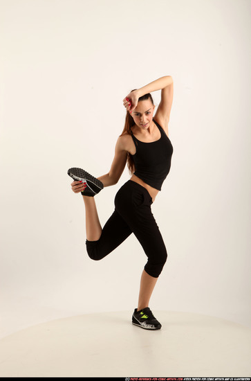 Woman Young Athletic White Moving poses Sportswear Dance