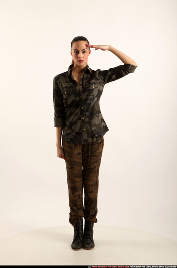 Woman Young Athletic White Neutral Standing poses Army