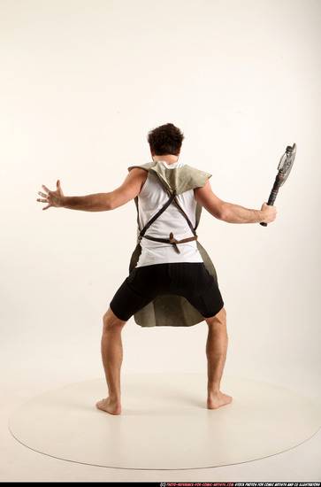 Man Adult Athletic White Fighting with sword Standing poses Army