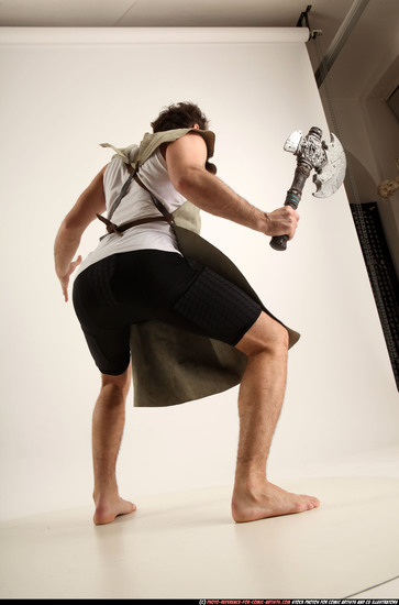 Man Adult Athletic White Fighting with sword Standing poses Army