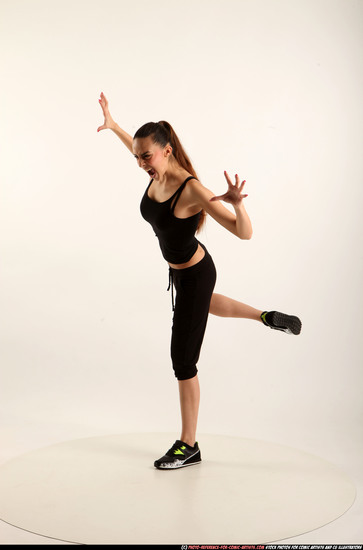 Woman Young Athletic White Moving poses Sportswear Dance