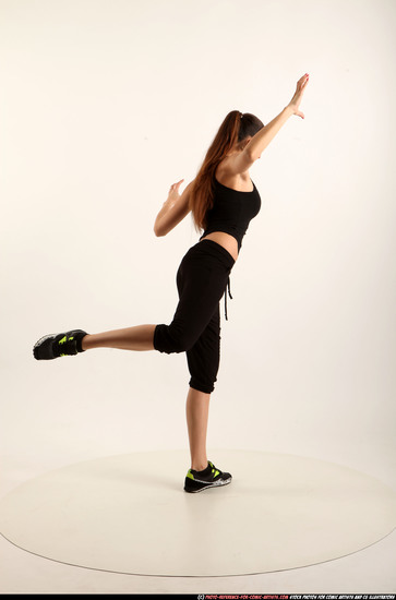 Woman Young Athletic White Moving poses Sportswear Dance