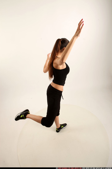 Woman Young Athletic White Moving poses Sportswear Dance