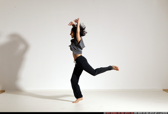 Woman Young Athletic White Moving poses Sportswear Dance